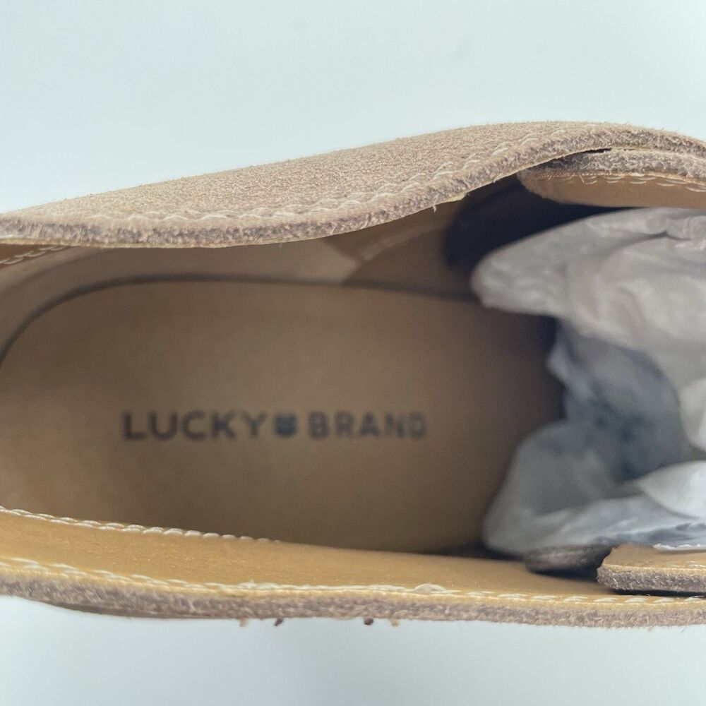 Lucky Brand Shiijo Ankle Wedge Bootie Womens Oiled Suede Taupe Size 11M New - Picture 7 of 11